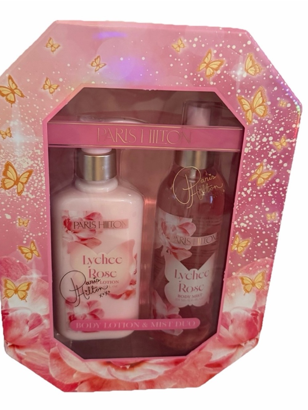 Paris Hilton Lychee Rose Body Lotion & Mist Duo - Pink & Gold Accents
